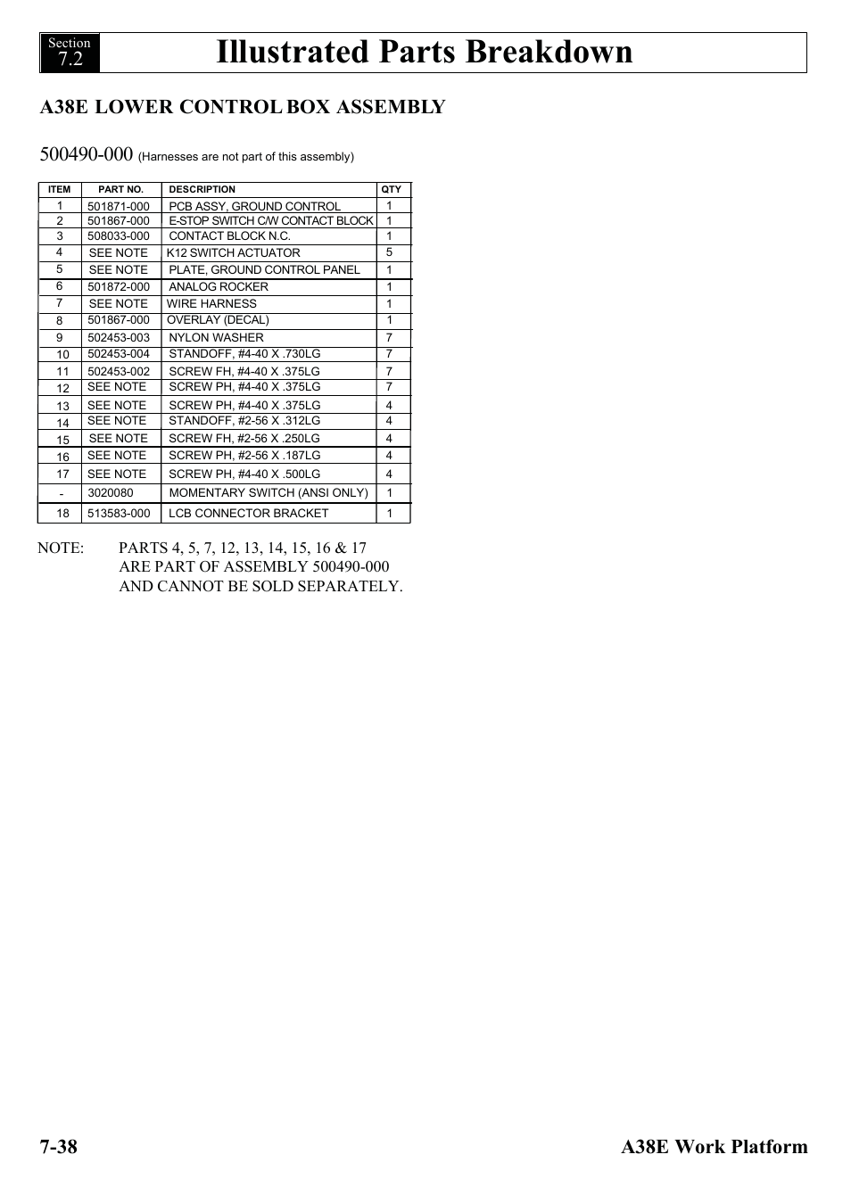 Illustrated parts breakdown | Snorkel A38E-sn004500+ User Manual | Page 116 / 132