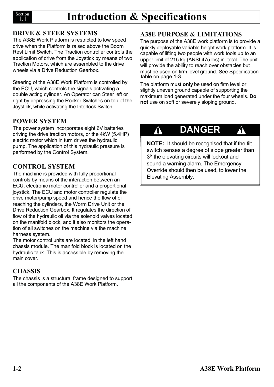 Introduction & specifications, Danger | Snorkel A38E-sn004500+ User Manual | Page 12 / 132