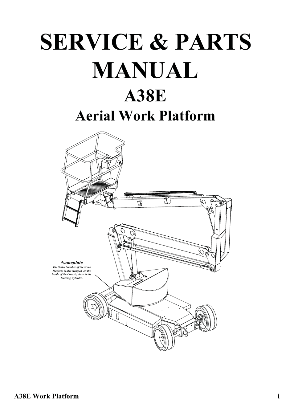 Service & parts manual, A38e, Aerial work platform | Snorkel A38E-sn004500+ User Manual | Page 3 / 132