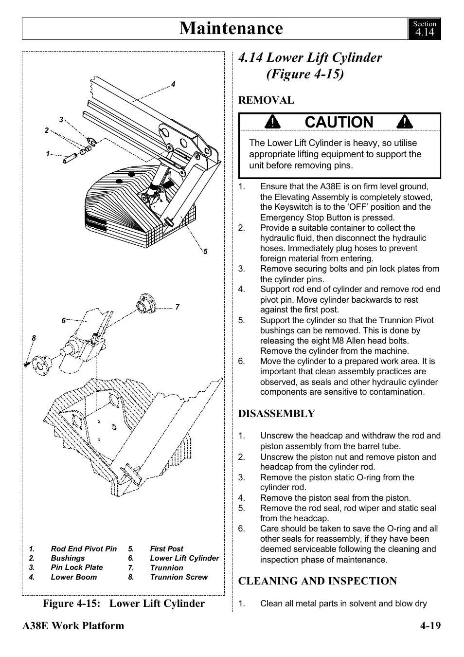 Maintenance, Caution, Removal | Disassembly, Cleaning and inspection | Snorkel A38E-sn004500+ User Manual | Page 49 / 132