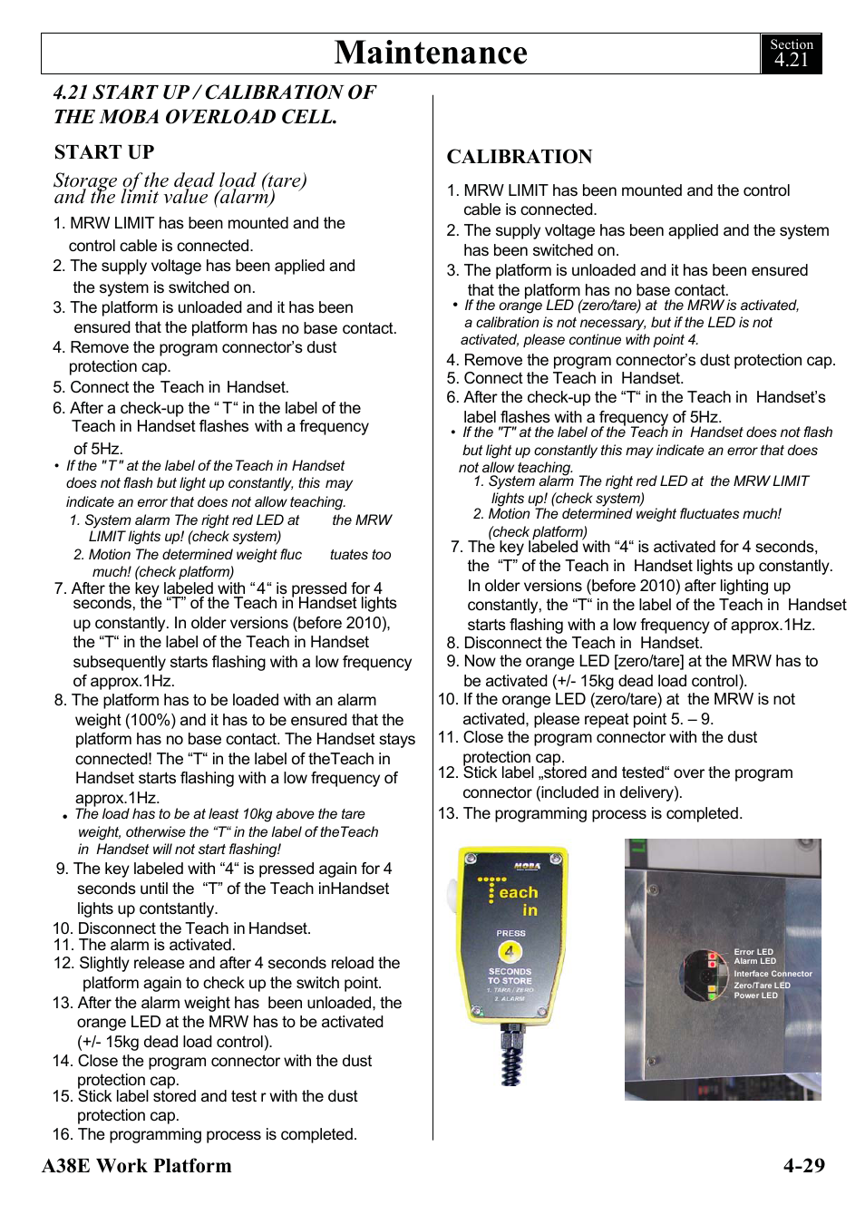 Maintenance, Calibration | Snorkel A38E-sn004500+ User Manual | Page 59 / 132