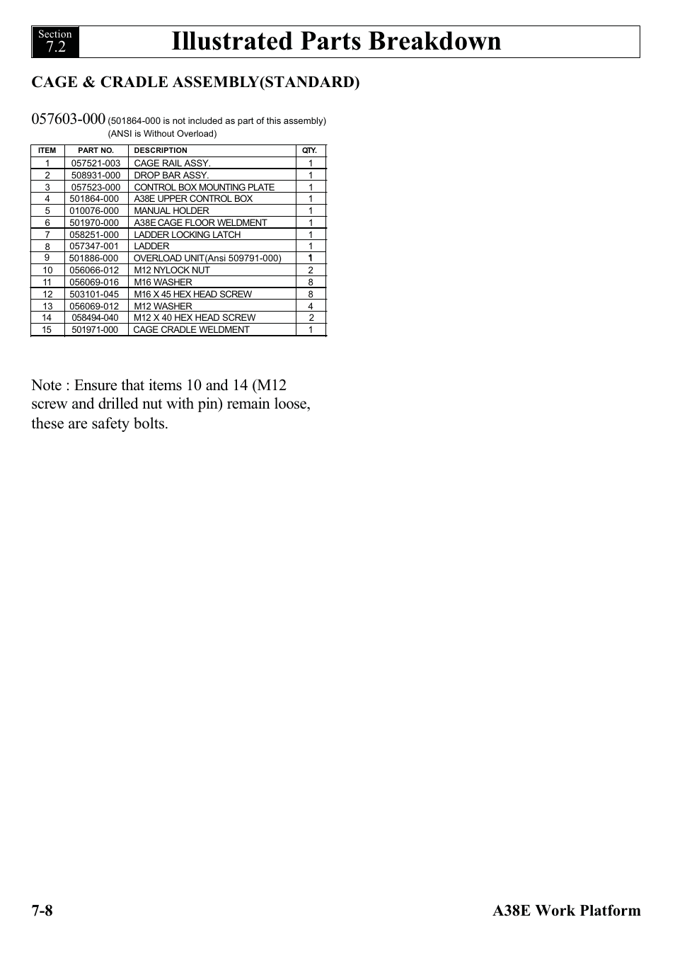 Illustrated parts breakdown | Snorkel A38E-sn004500+ User Manual | Page 86 / 132