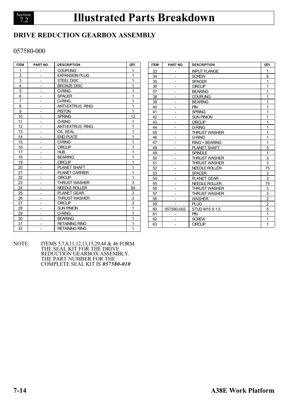 Illustrated parts breakdown | Snorkel A38E-sn004500+ User Manual | Page 92 / 132