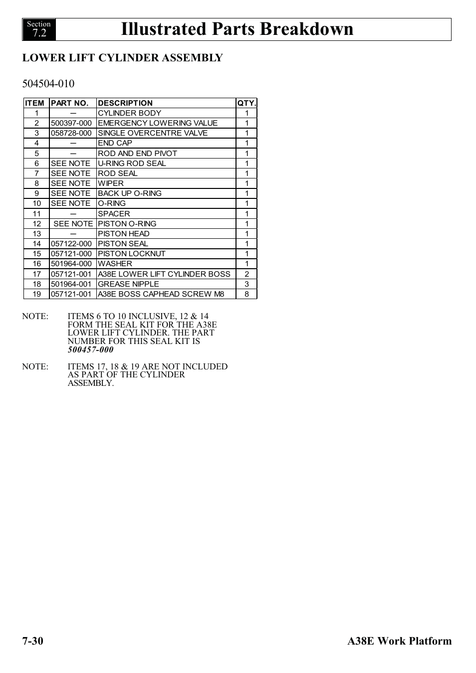 Illustrated parts breakdown | Snorkel A38E-sn006001+ User Manual | Page 108 / 136