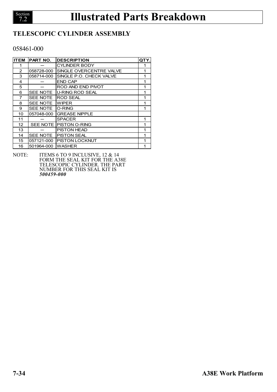 Illustrated parts breakdown | Snorkel A38E-sn006001+ User Manual | Page 112 / 136