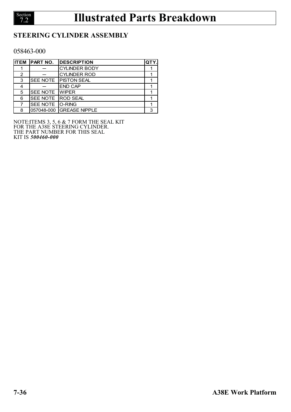 Illustrated parts breakdown | Snorkel A38E-sn006001+ User Manual | Page 114 / 136