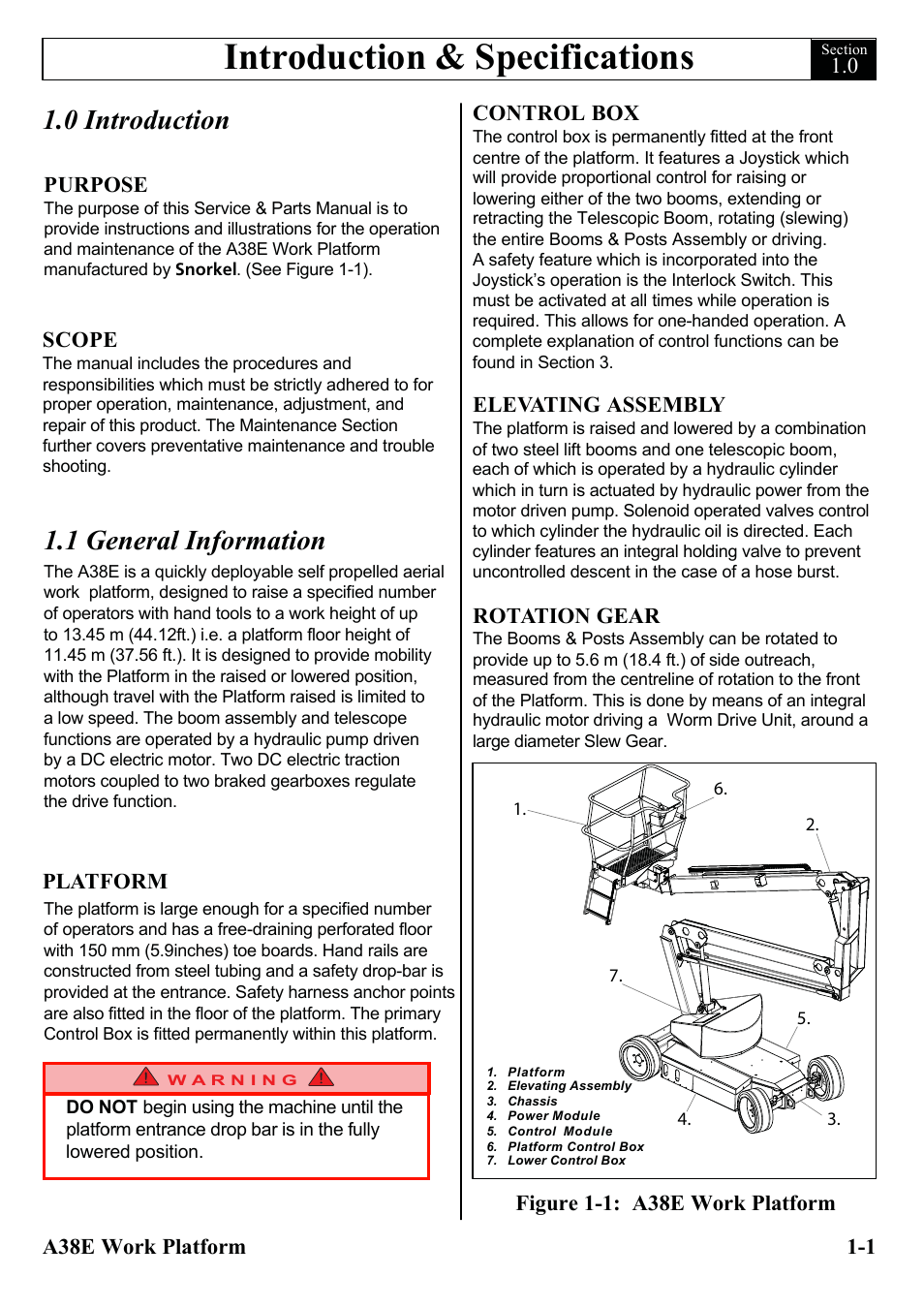 Introduction & specifications, 0 introduction, 1 general information | Snorkel A38E-sn006001+ User Manual | Page 13 / 136