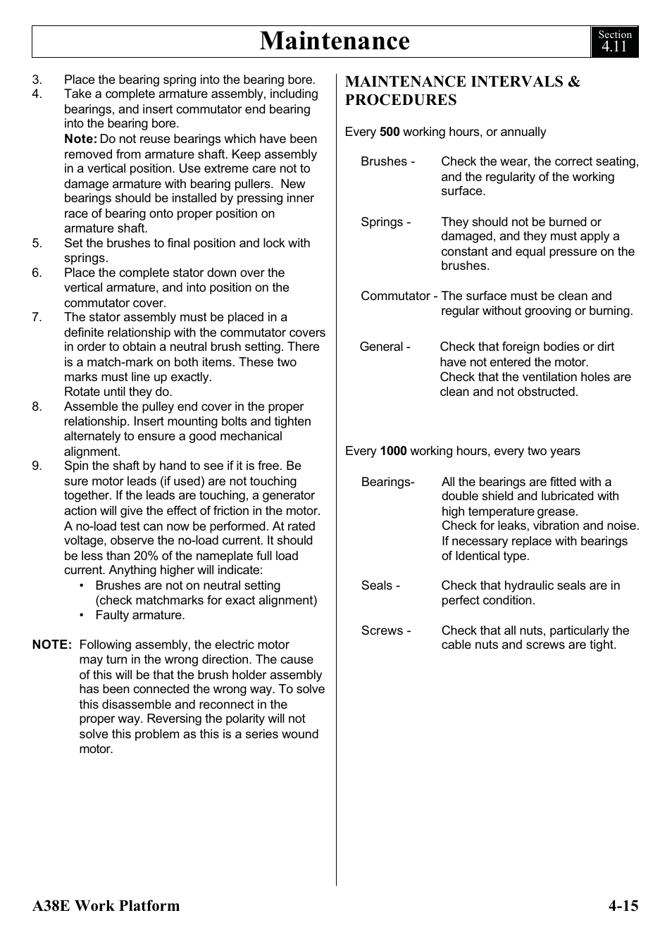 Maintenance | Snorkel A38E-sn006001+ User Manual | Page 47 / 136