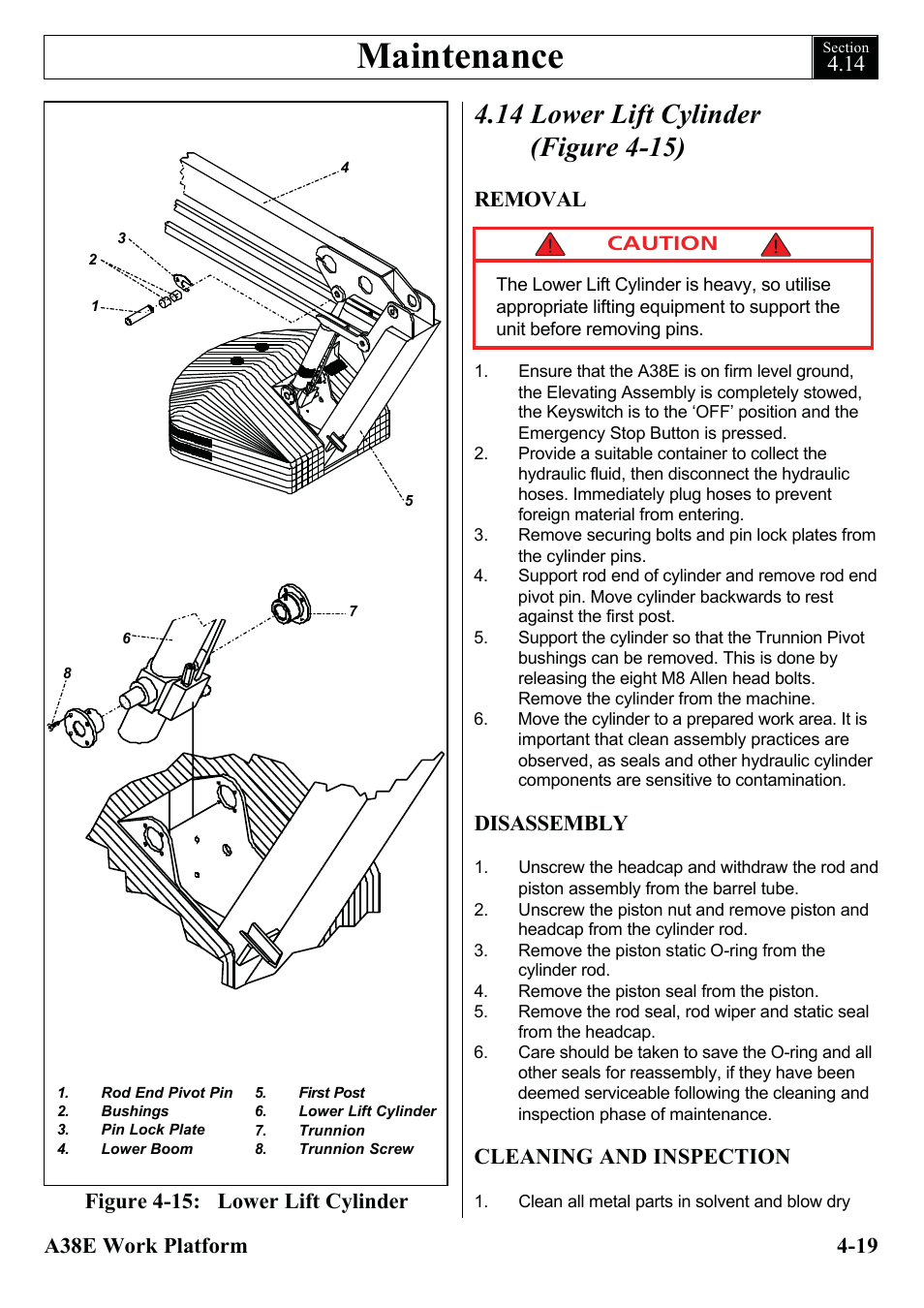 Maintenance, Removal, Disassembly | Cleaning and inspection | Snorkel A38E-sn006001+ User Manual | Page 51 / 136