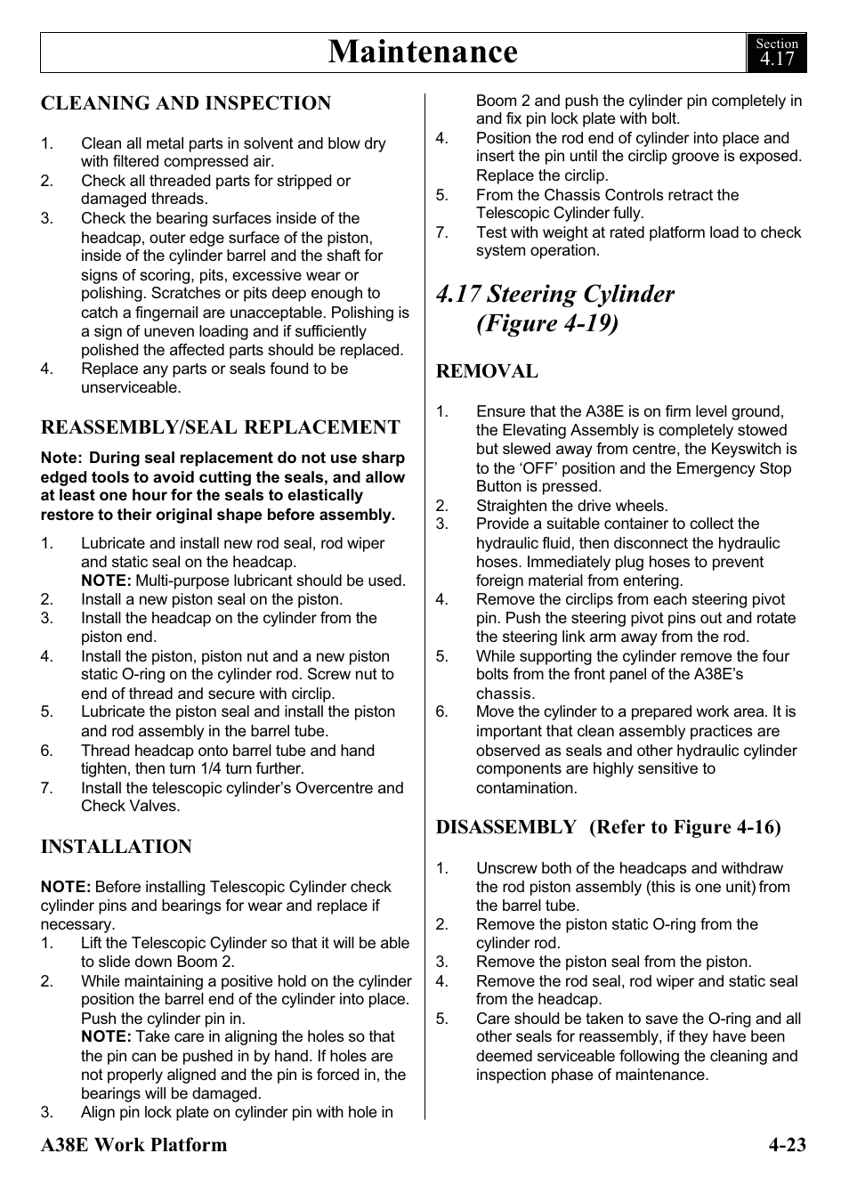 Maintenance | Snorkel A38E-sn006001+ User Manual | Page 55 / 136