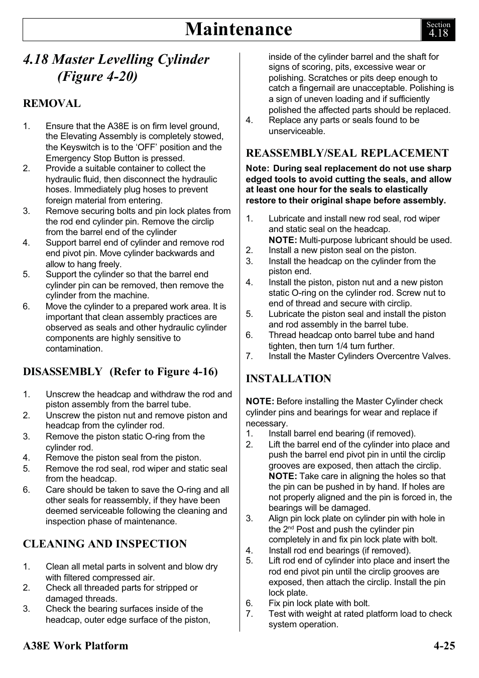 Maintenance | Snorkel A38E-sn006001+ User Manual | Page 57 / 136