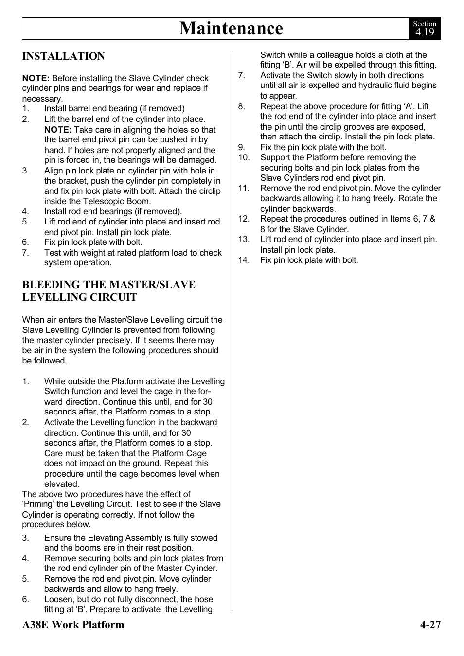 Maintenance | Snorkel A38E-sn006001+ User Manual | Page 59 / 136