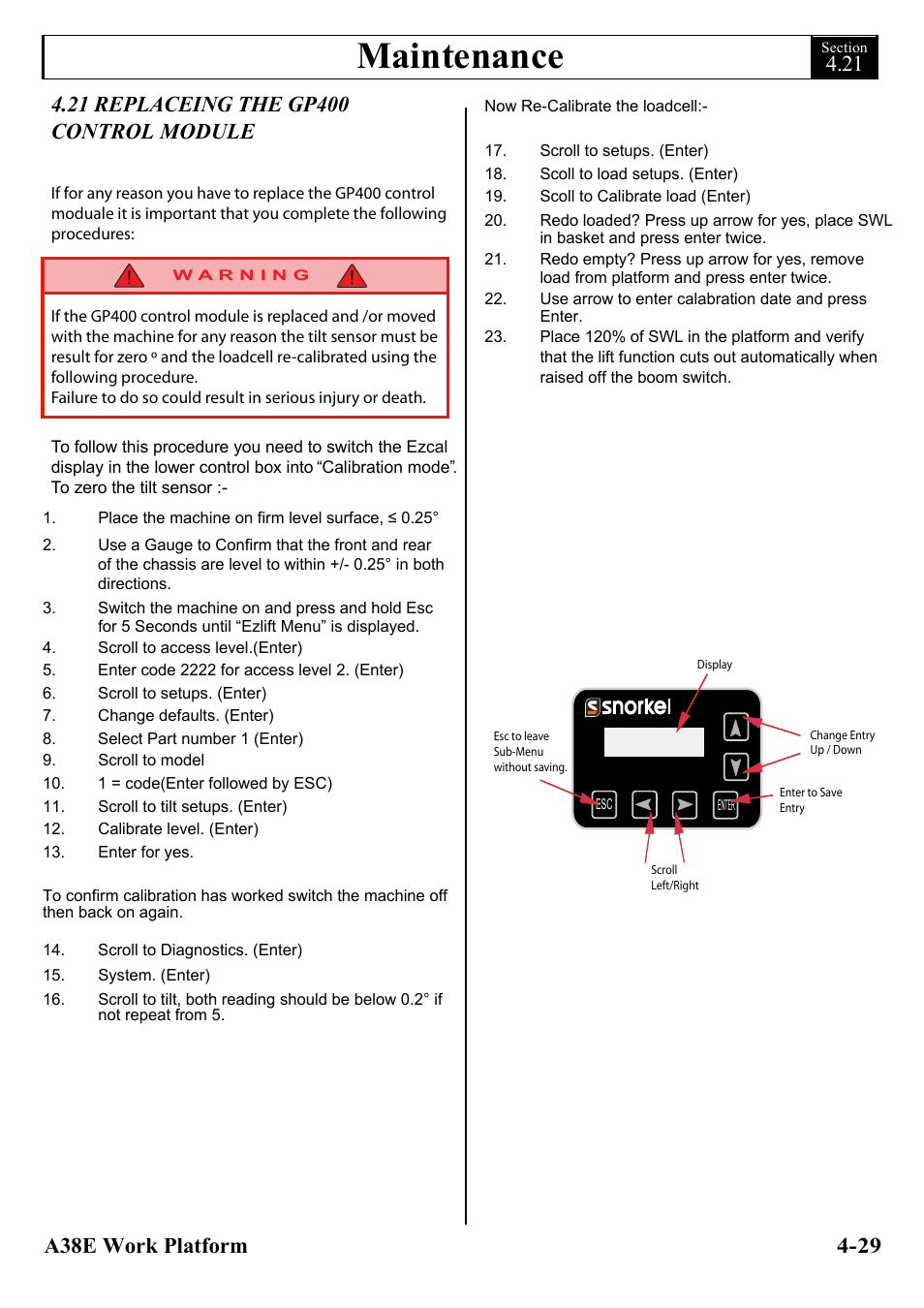 Maintenance | Snorkel A38E-sn006001+ User Manual | Page 61 / 136