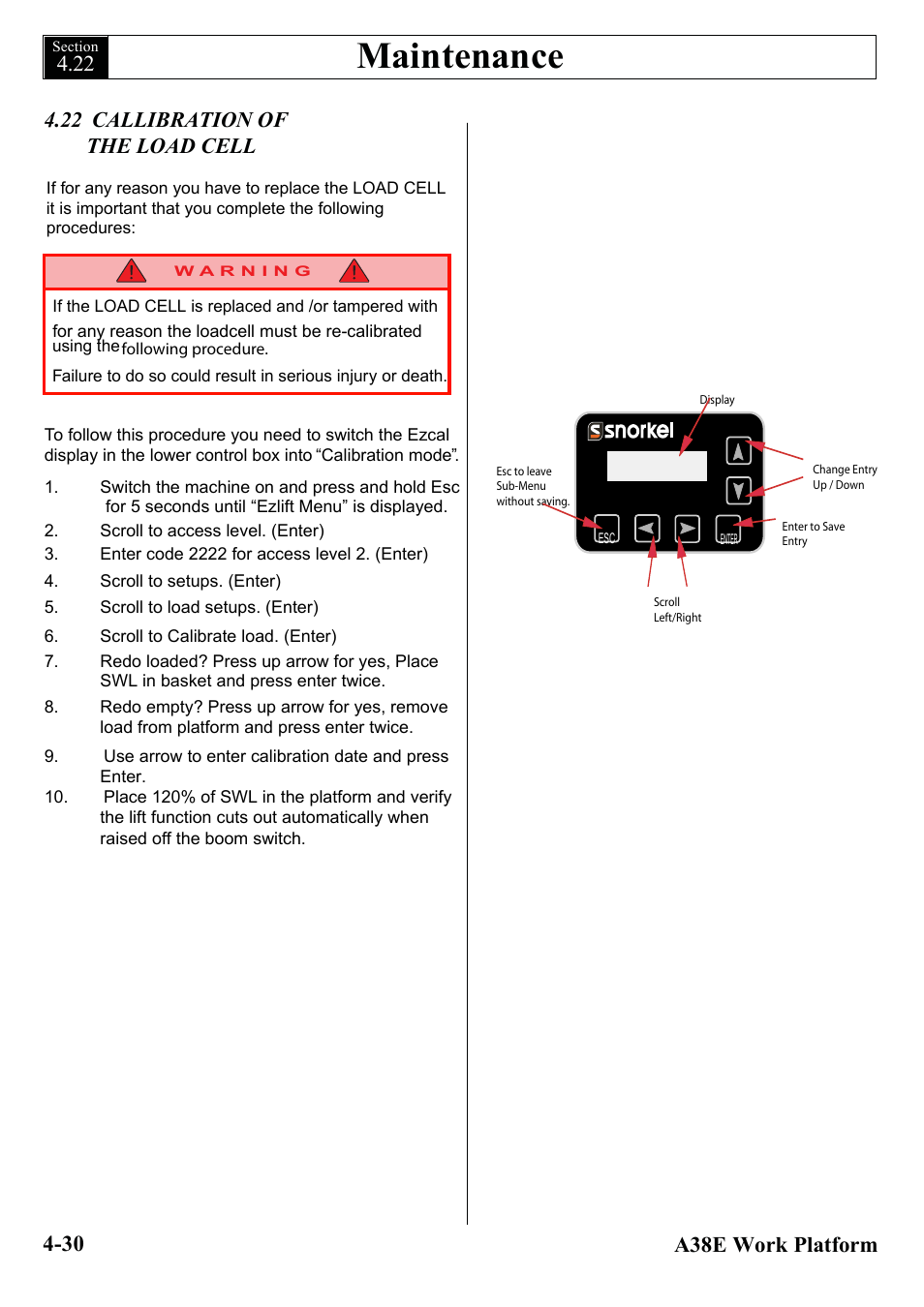 Maintenance | Snorkel A38E-sn006001+ User Manual | Page 62 / 136
