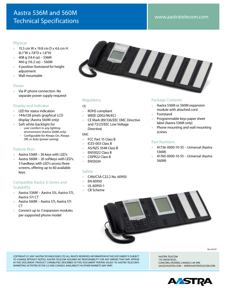 Aastra Telecom 560M User Manual | Page 2 / 2