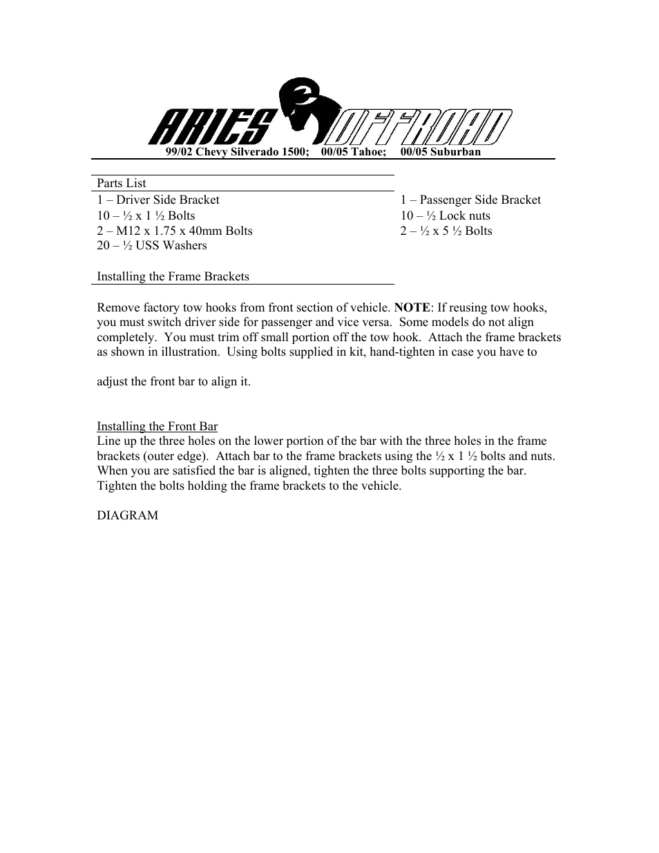 Aries Automotive 4043 User Manual | 2 pages