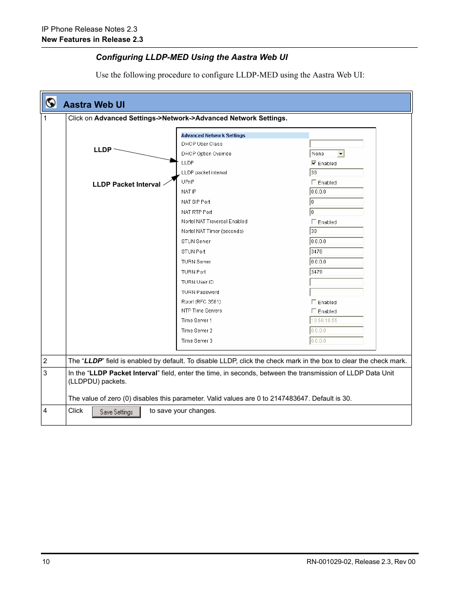 Configuring lldp-med using the aastra web ui | Aastra Telecom CT9143i User Manual | Page 14 / 72