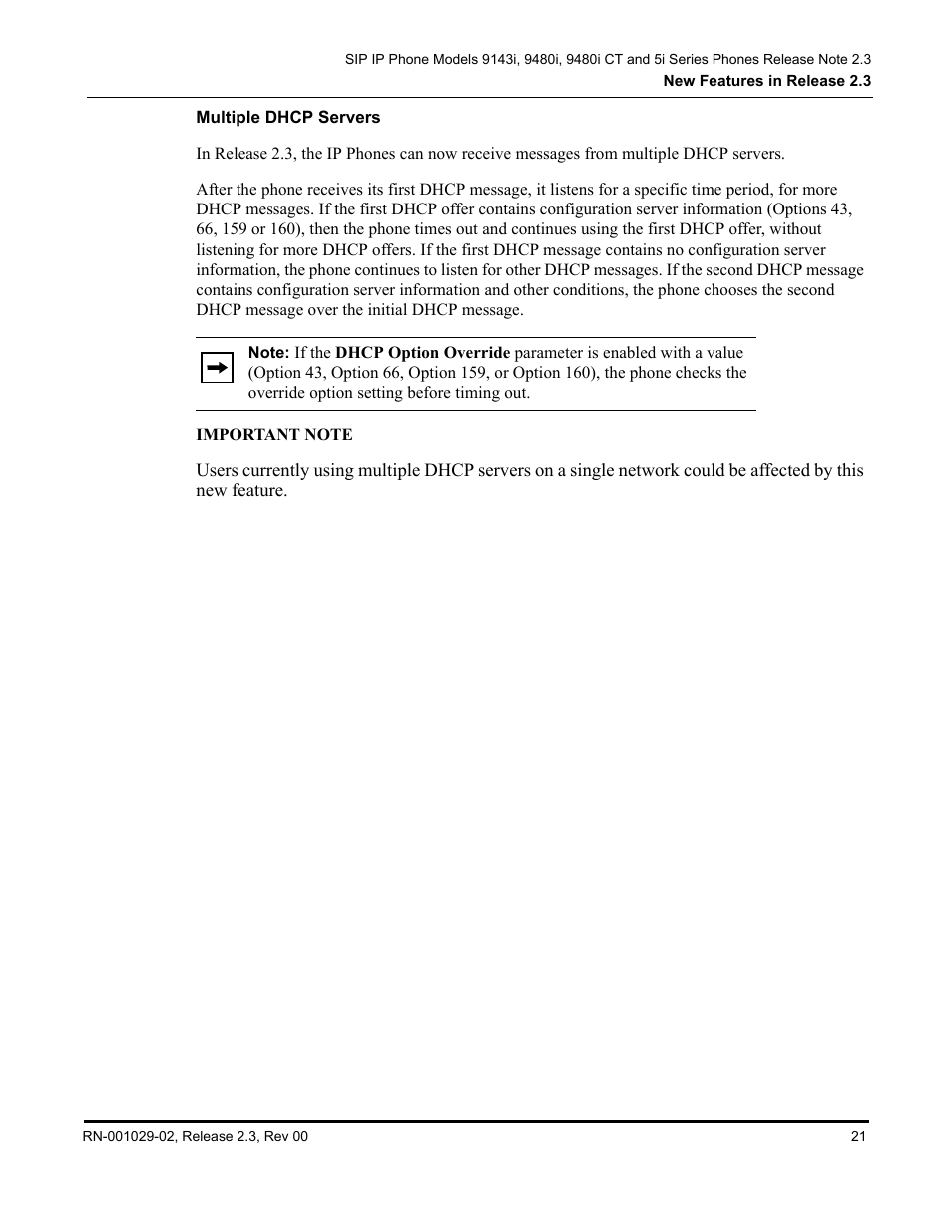 Multiple dhcp servers | Aastra Telecom CT9143i User Manual | Page 25 / 72
