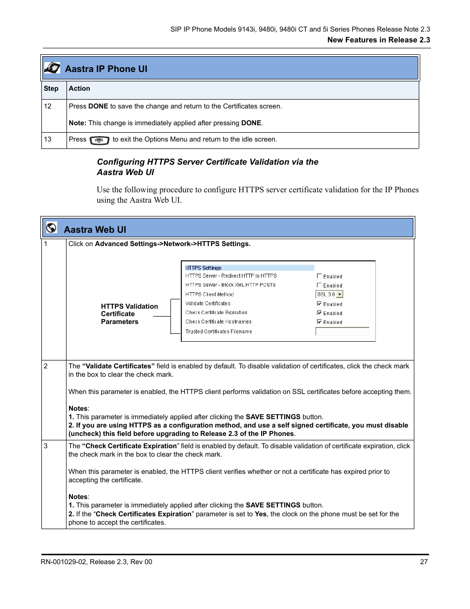 Aastra web ui, Aastra ip phone ui | Aastra Telecom CT9143i User Manual | Page 31 / 72