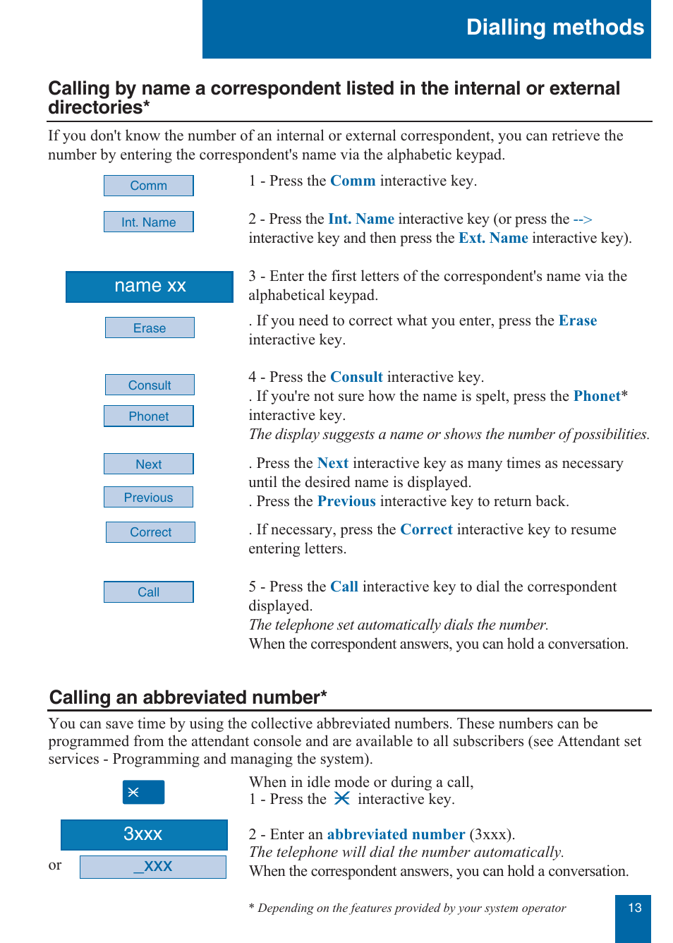 Dialling methods, Calling an abbreviated number, 3xxx | Aastra Telecom M760E User Manual | Page 19 / 60