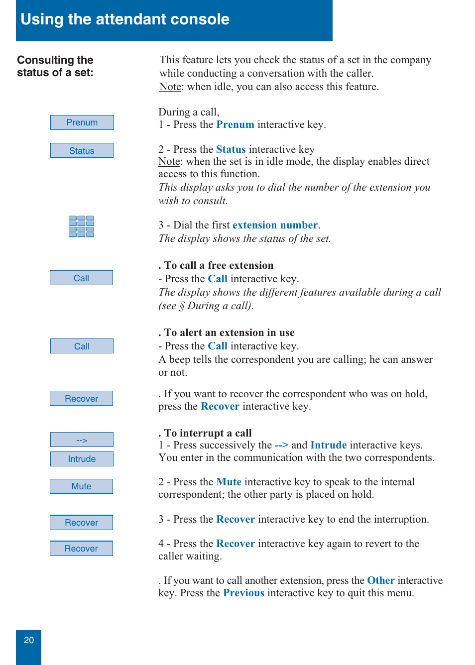 Using the attendant console | Aastra Telecom M760E User Manual | Page 26 / 60