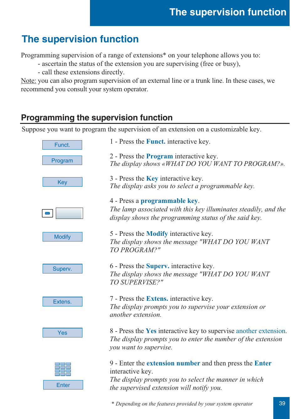 The supervision function, Programming the supervision function | Aastra Telecom M760E User Manual | Page 45 / 60