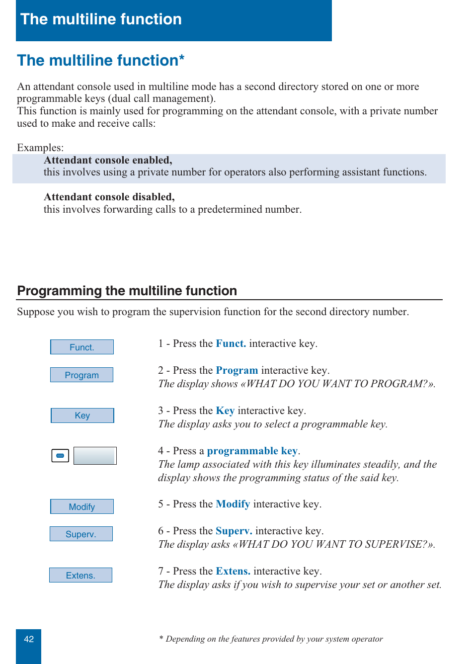 The multiline function, Programming the multiline function | Aastra Telecom M760E User Manual | Page 48 / 60
