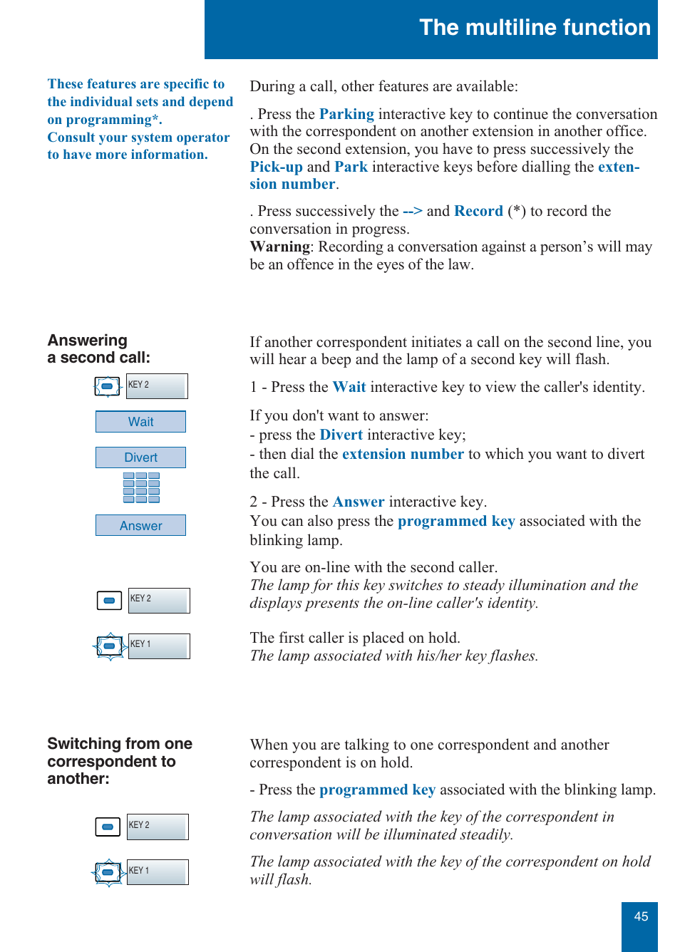 The multiline function | Aastra Telecom M760E User Manual | Page 51 / 60