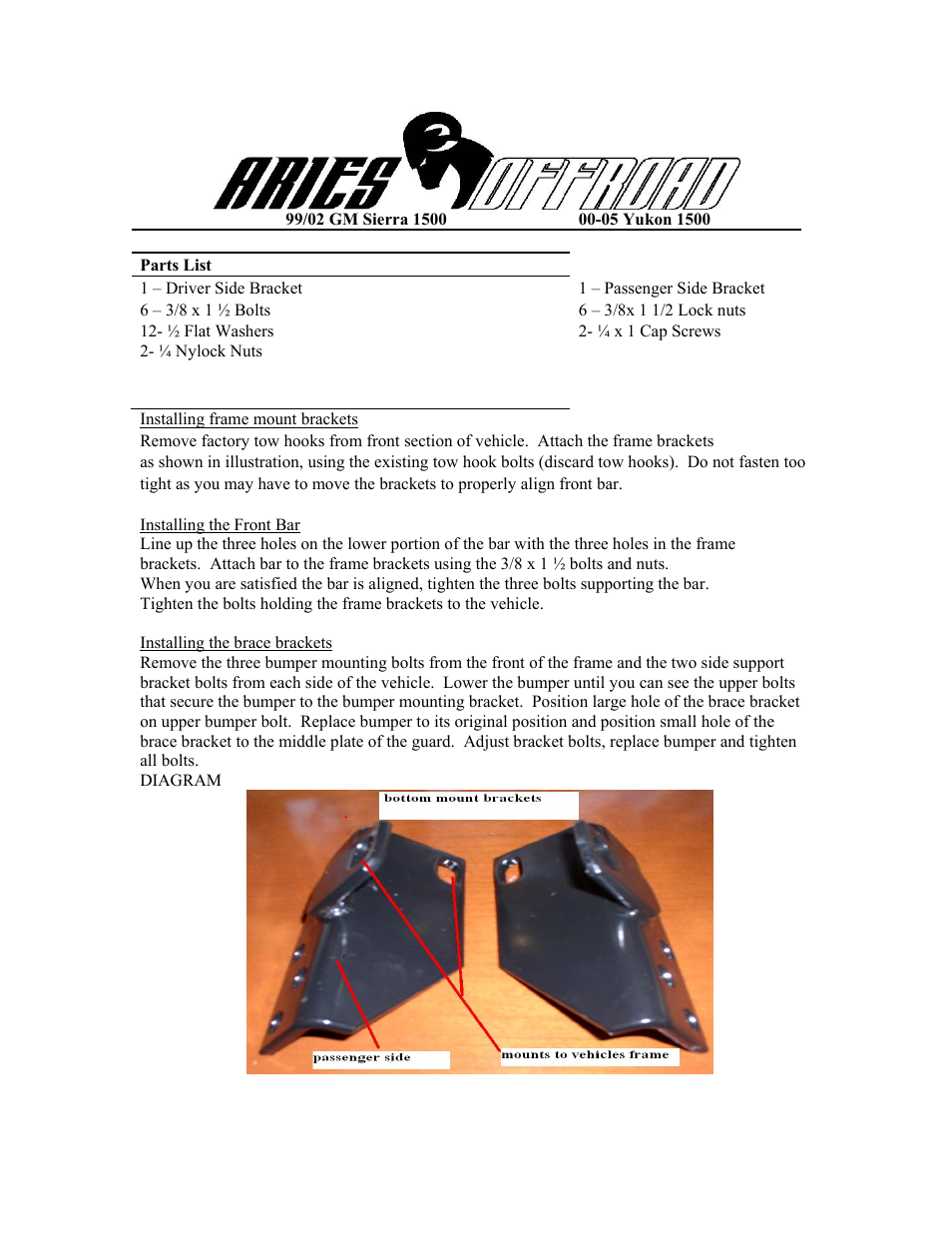 Aries Automotive 4045 User Manual | 1 page