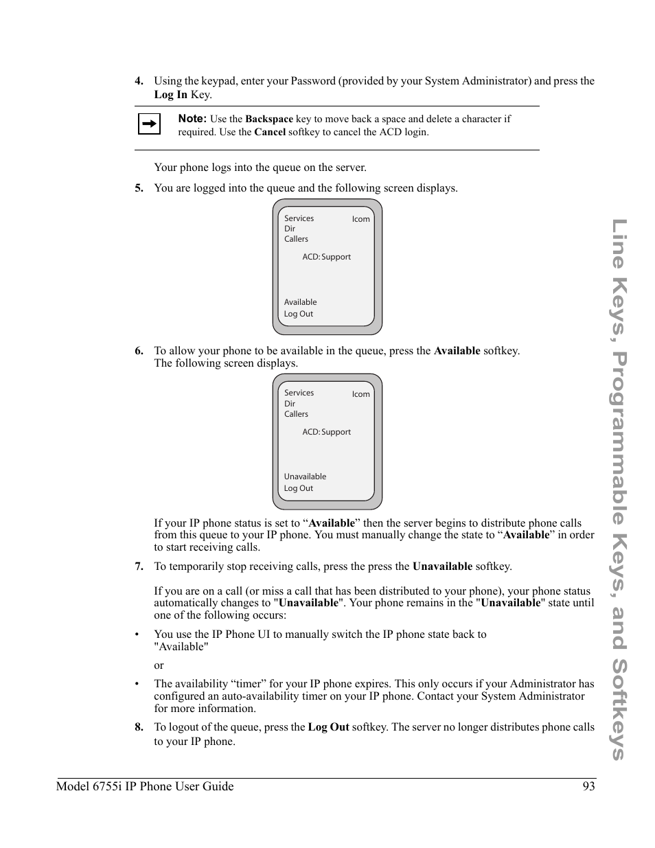 Line keys, programmable keys, and softkeys | Aastra Telecom 6755i User Manual | Page 101 / 276