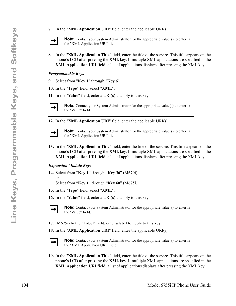 Line keys, programmable keys, and softkeys | Aastra Telecom 6755i User Manual | Page 112 / 276