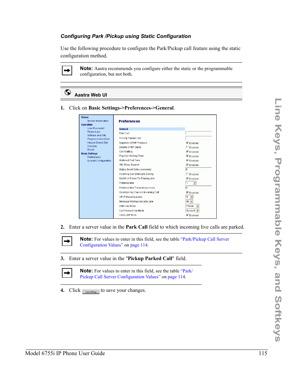 Line keys, programmable keys, and softkeys | Aastra Telecom 6755i User Manual | Page 123 / 276