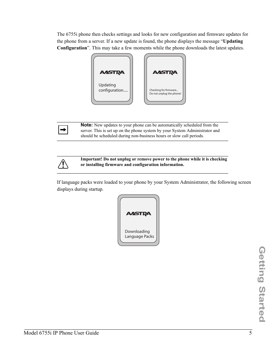 Getting started | Aastra Telecom 6755i User Manual | Page 13 / 276