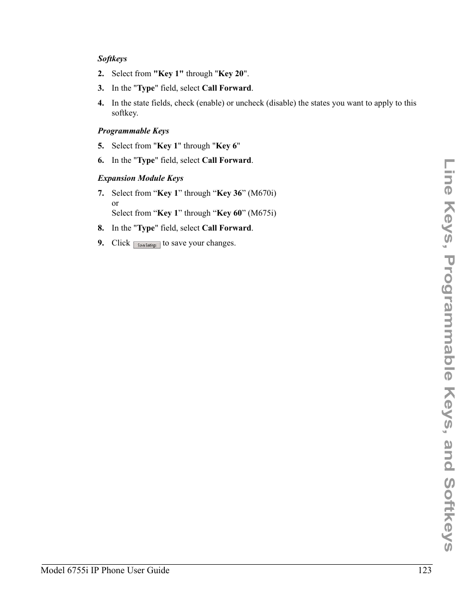 Line keys, programmable keys, and softkeys | Aastra Telecom 6755i User Manual | Page 131 / 276