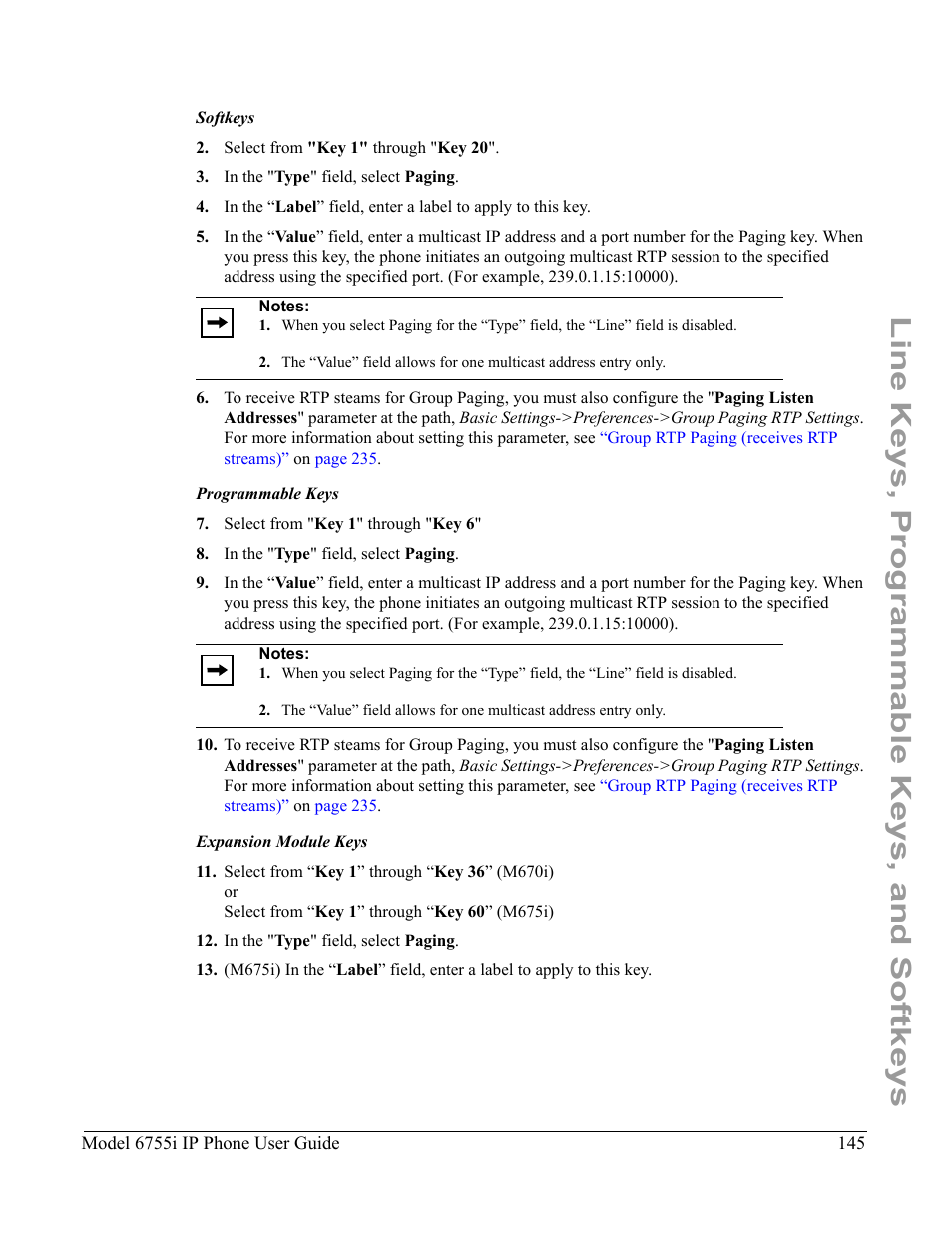 Line keys, programmable keys, and softkeys | Aastra Telecom 6755i User Manual | Page 153 / 276