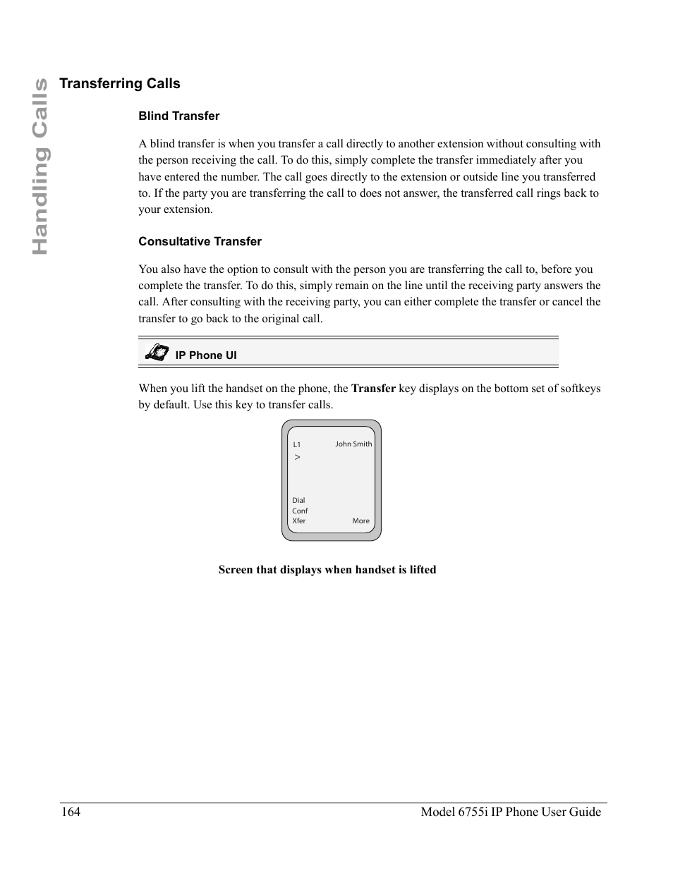 Transferring calls, Blind transfer, Consultative transfer | Handling calls | Aastra Telecom 6755i User Manual | Page 172 / 276