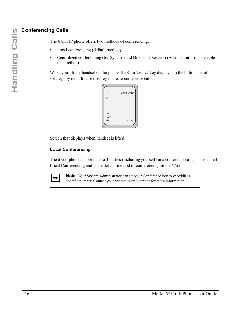 Conferencing calls, Local conferencing, Handling calls | Aastra Telecom 6755i User Manual | Page 174 / 276