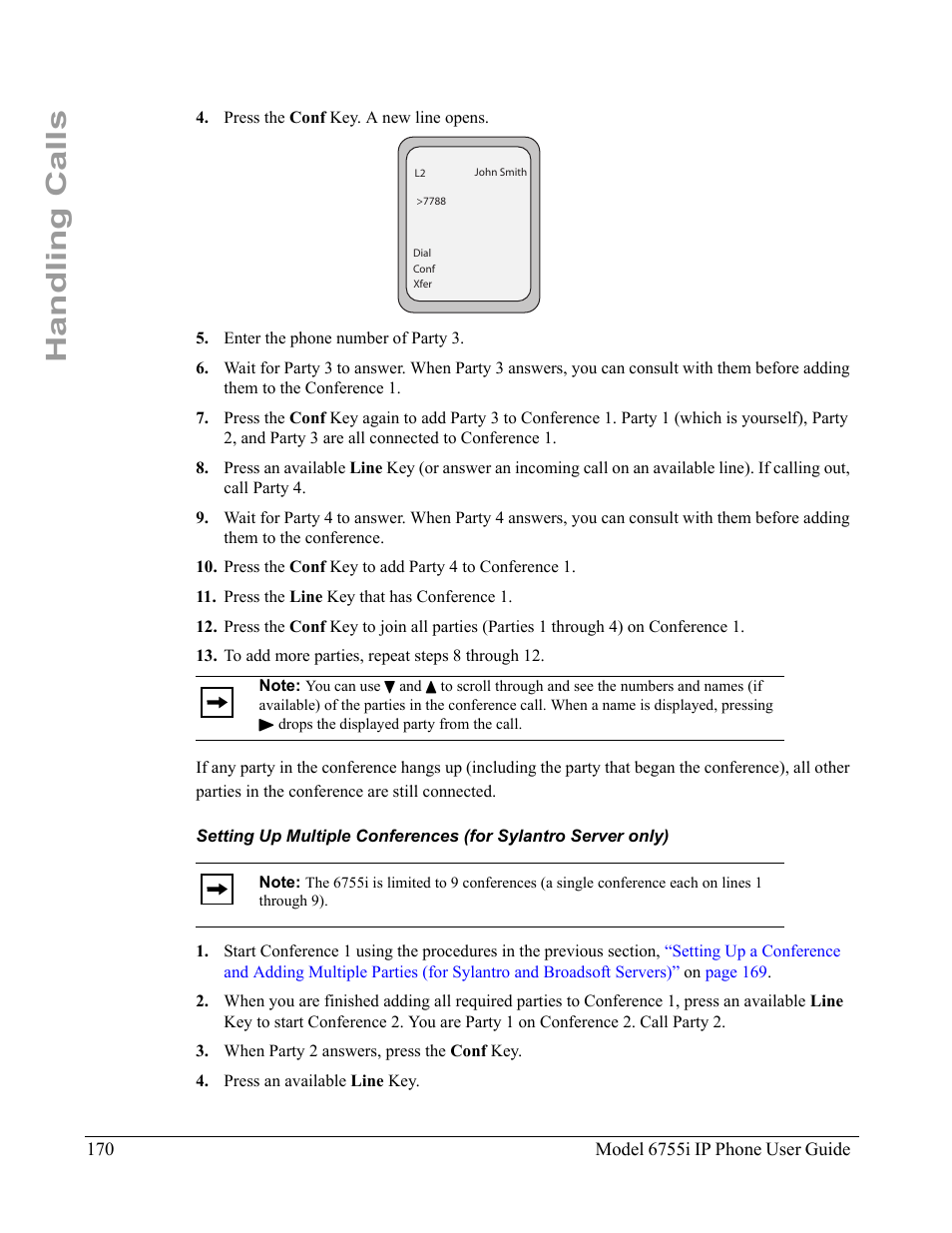 Handling calls | Aastra Telecom 6755i User Manual | Page 178 / 276