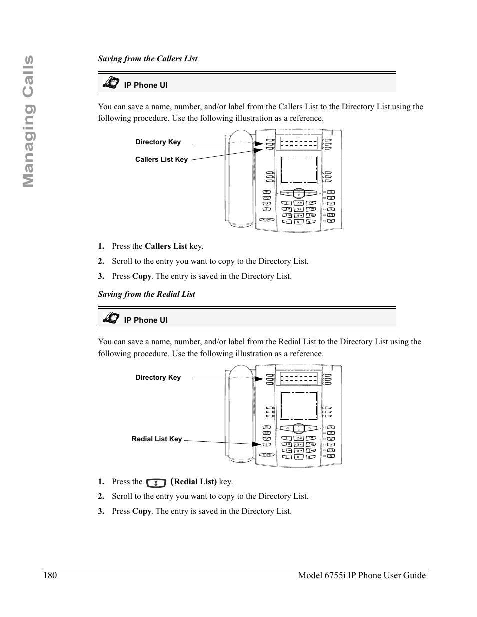 Managing calls | Aastra Telecom 6755i User Manual | Page 188 / 276