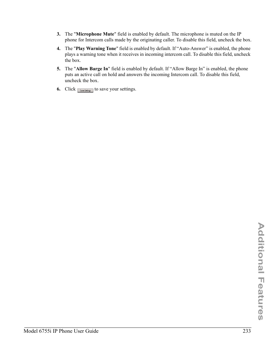 Additional features | Aastra Telecom 6755i User Manual | Page 241 / 276