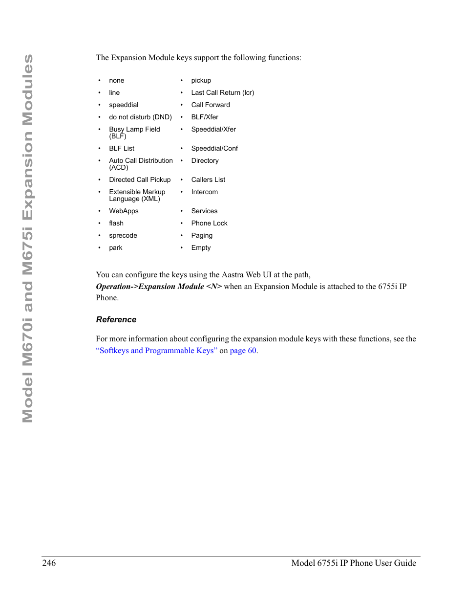 Reference | Aastra Telecom 6755i User Manual | Page 254 / 276