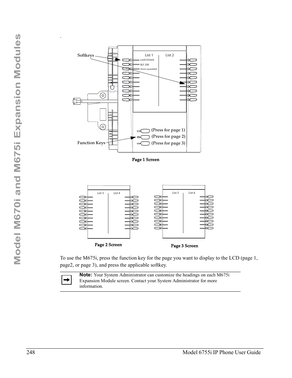 M675i expansion module | Aastra Telecom 6755i User Manual | Page 256 / 276