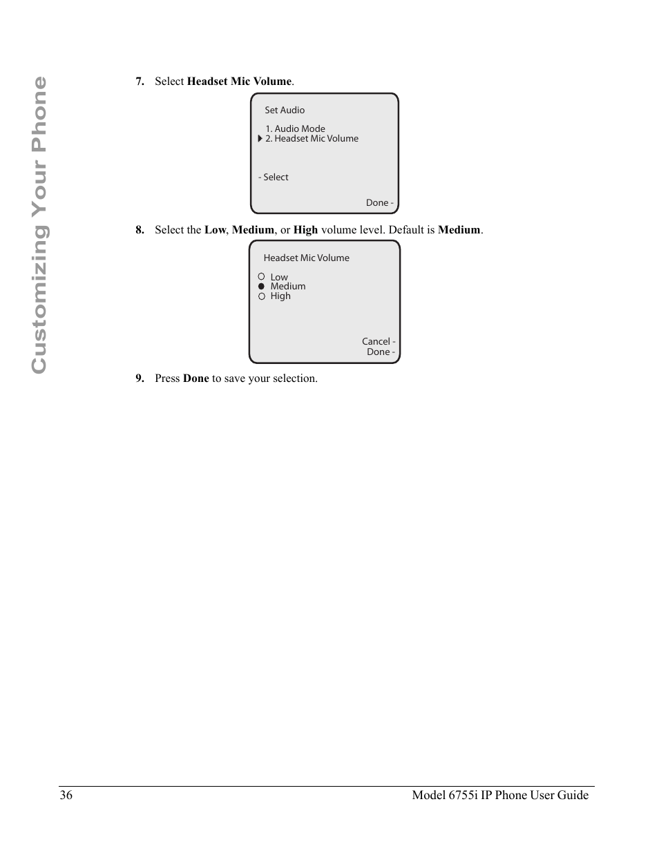 Customizing your phone | Aastra Telecom 6755i User Manual | Page 44 / 276