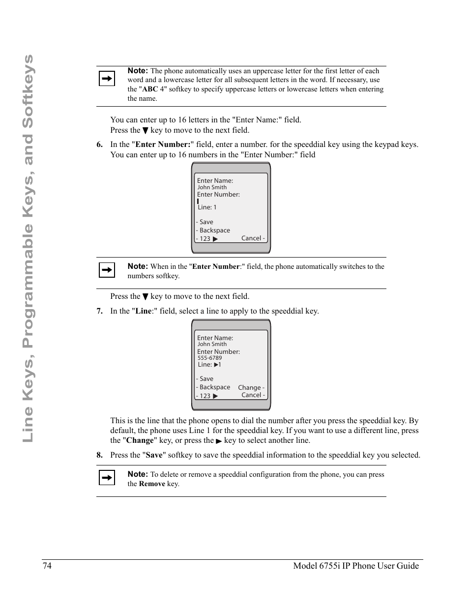 Line keys, programmable keys, and softkeys | Aastra Telecom 6755i User Manual | Page 82 / 276