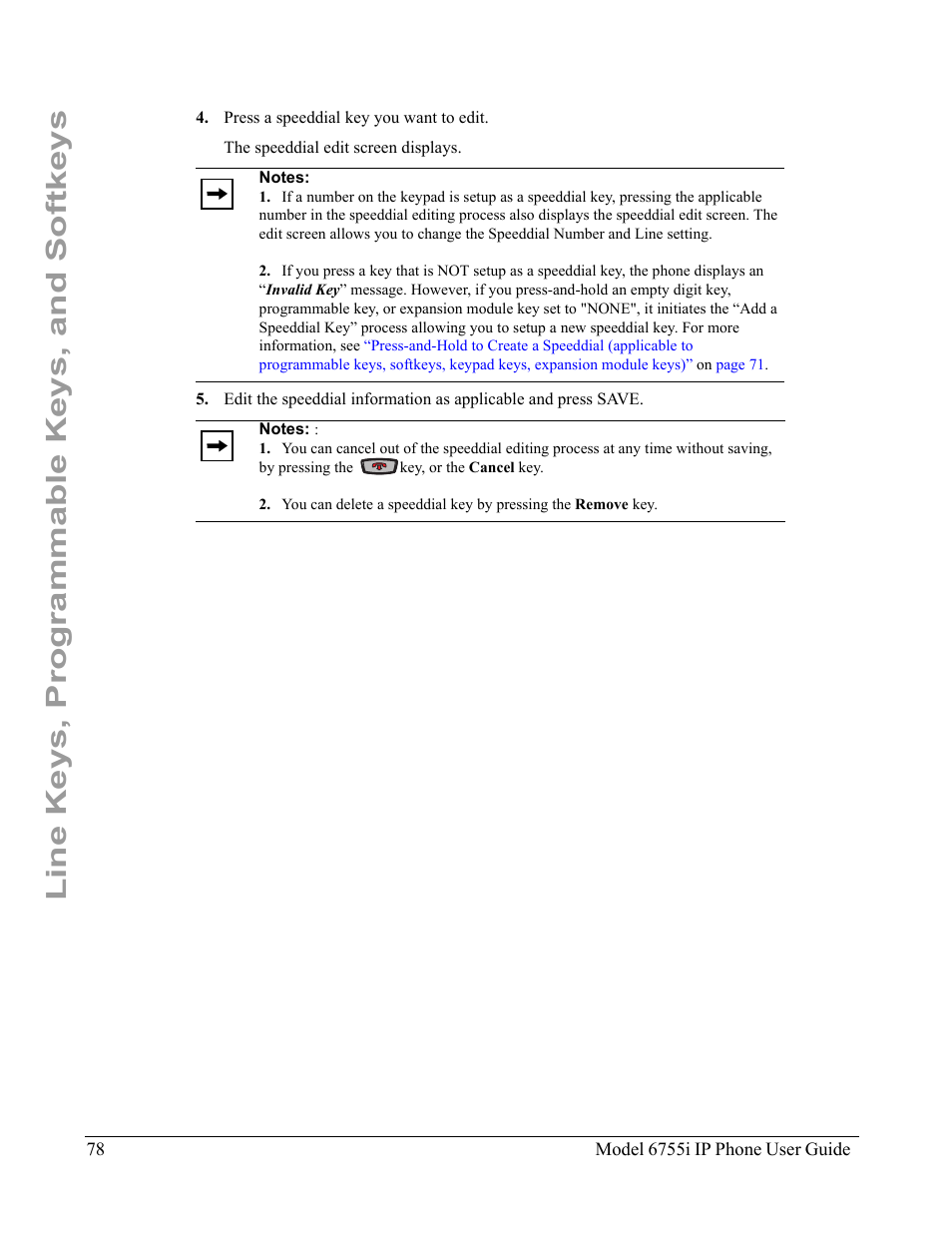 Line keys, programmable keys, and softkeys | Aastra Telecom 6755i User Manual | Page 86 / 276