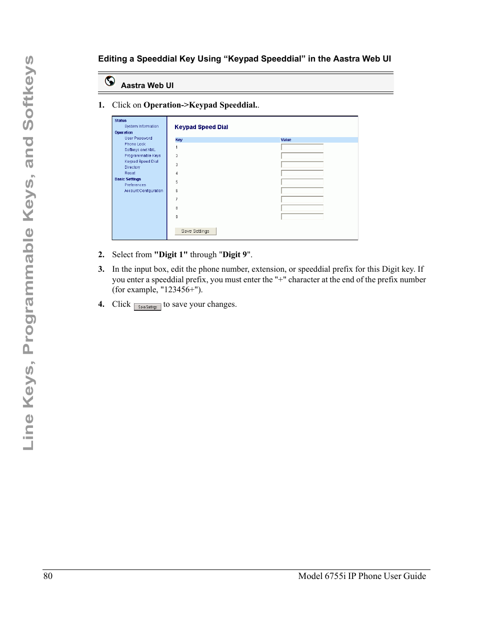 Line keys, programmable keys, and softkeys | Aastra Telecom 6755i User Manual | Page 88 / 276