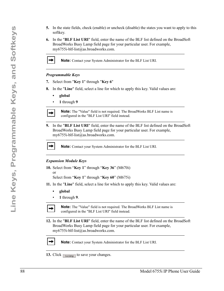 Line keys, programmable keys, and softkeys | Aastra Telecom 6755i User Manual | Page 96 / 276