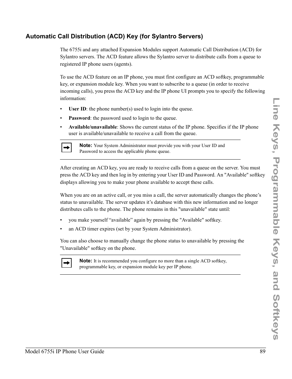 Line keys, programmable keys, and softkeys | Aastra Telecom 6755i User Manual | Page 97 / 276