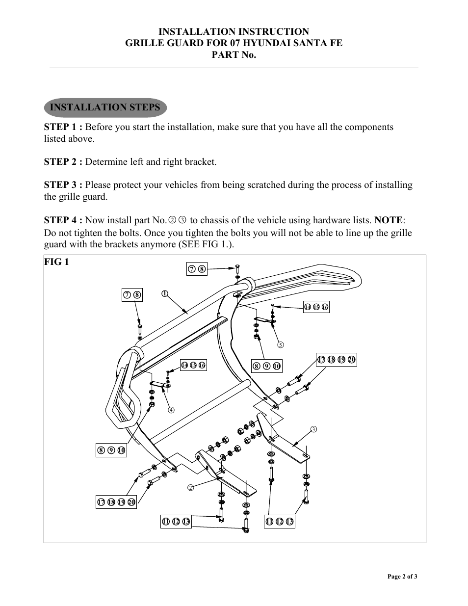 Installation steps | Aries Automotive 7011 User Manual | Page 2 / 3