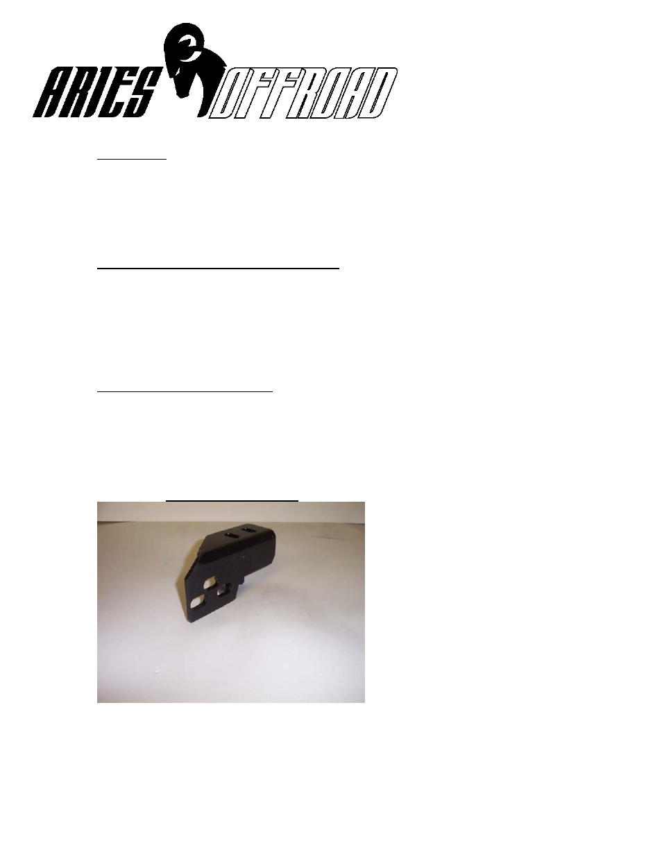 Aries Automotive 1042 User Manual | 1 page